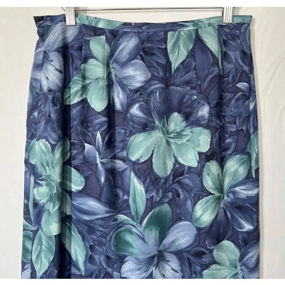 Vtg Talbots Pure Silk Wrap Maxi Skirt Womens Size 10 Petite Floral Vacation - Picture 6 of 12